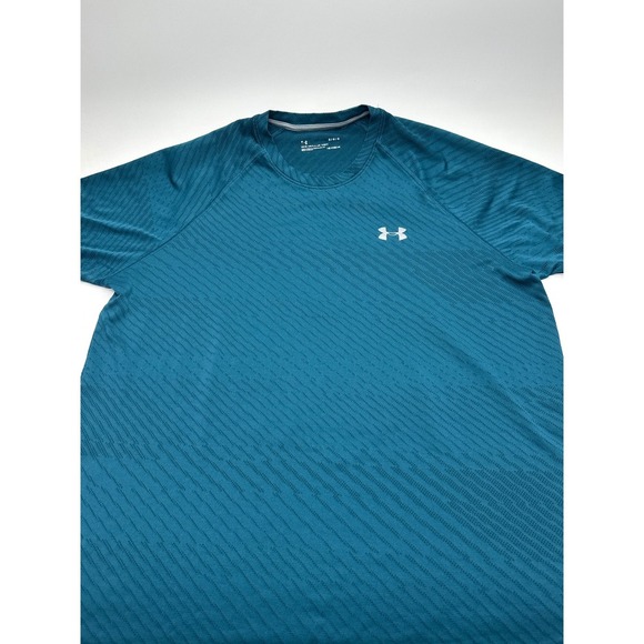 Under Armour Mens Teal Athletic T-Shirt Short Sleeve Training Gym Large - Picture 1 of 7